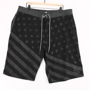 Affliction American Customs Board Shorts Mens 38 Black Stars and Stripes Swim